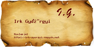 Irk Györgyi névjegykártya